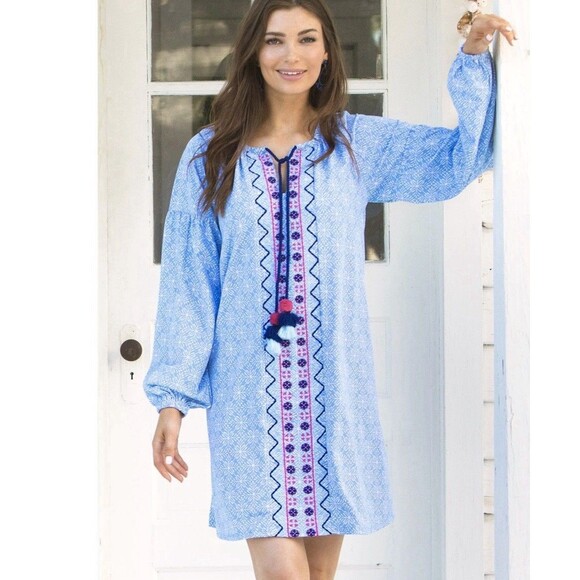 Cabana Life Dresses & Skirts - Cabana Life Tassel Tunic Dress Womens Medium Embroidered UPF 50